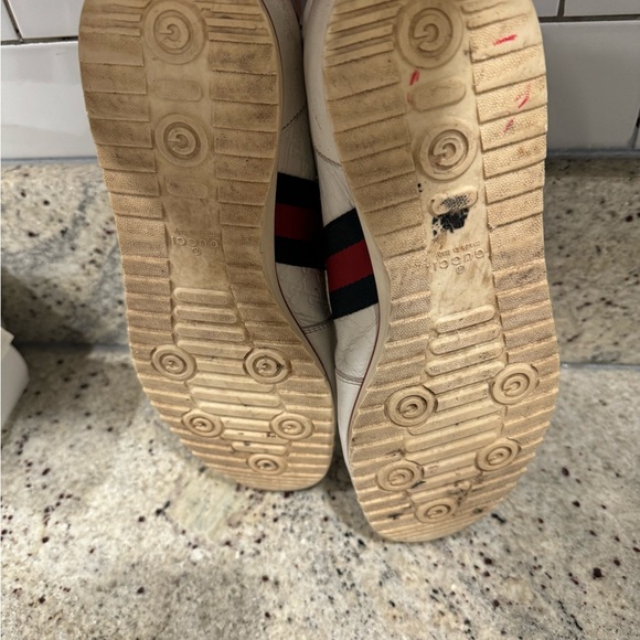 Gucci White Guccissima Leather Web Detail Low Top Sneakers Size 9G - Picture 5 of 9